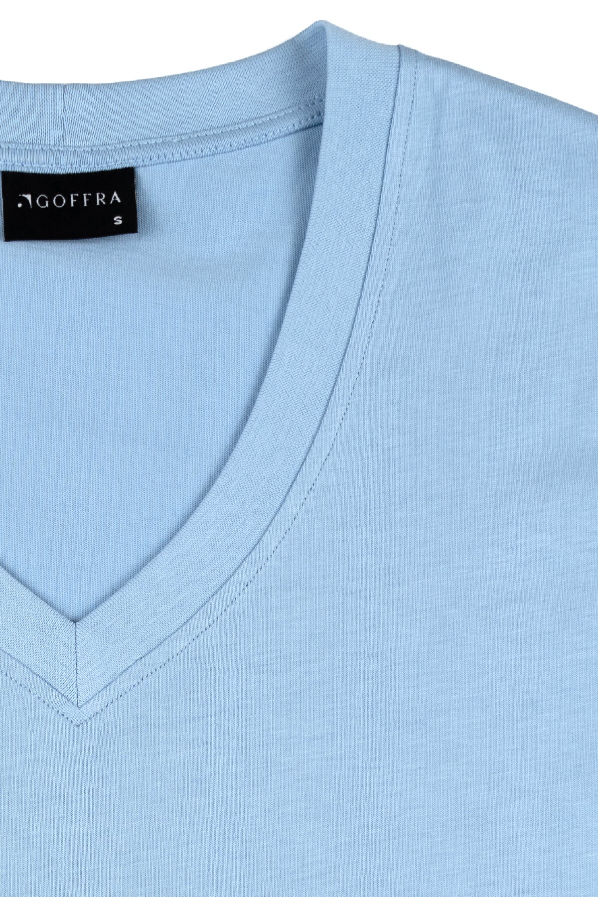 Kadın Vision V Yaka Premium Kalite Yoğun Dokulu Pamuklu T-Shirt Açık Mavi W102-R0220-04